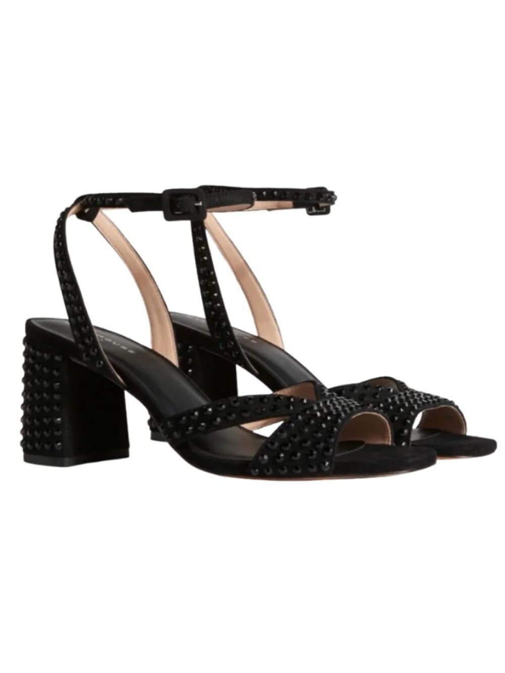 Hill House Home EUC | Lafayette Sandal in Black Suede/Rhinestone